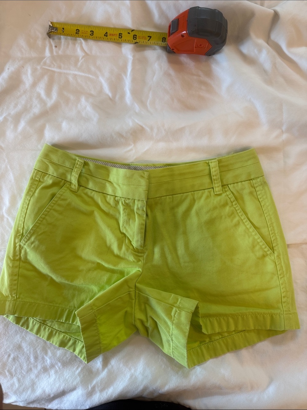 J. Crew Never worn Women’s Lime Green Chino Cotton Shorts, front - back pocket’s